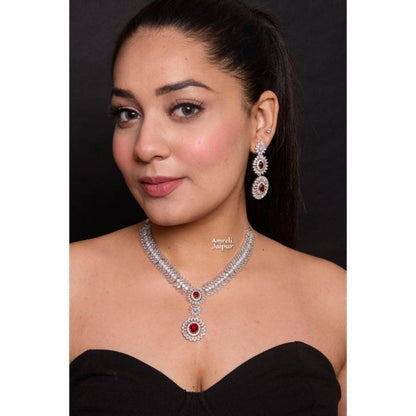 Amreli Jaipur Yanina Ruby Diamond Necklace Set