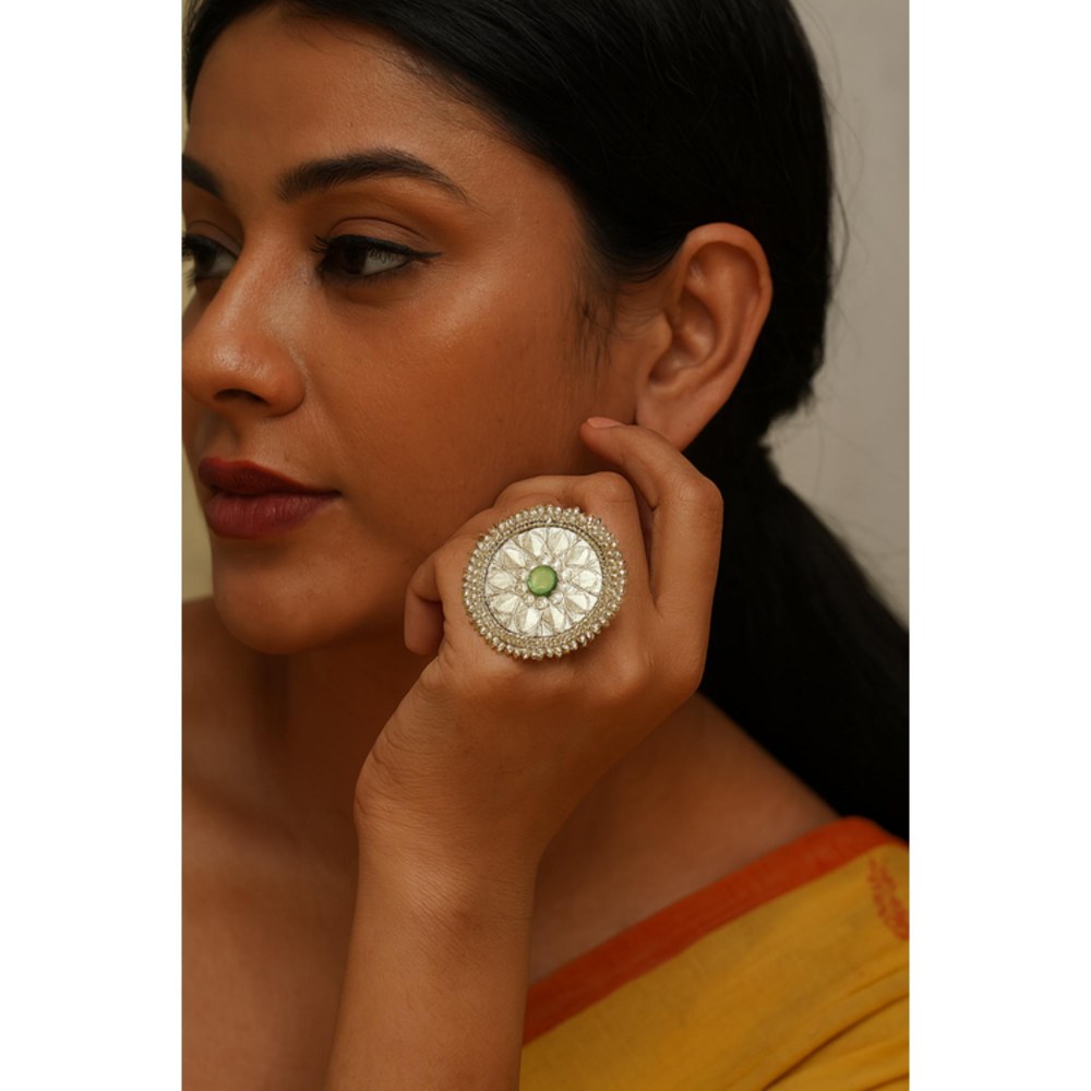 Amreli Jaipur Adjustable German Silver Ring