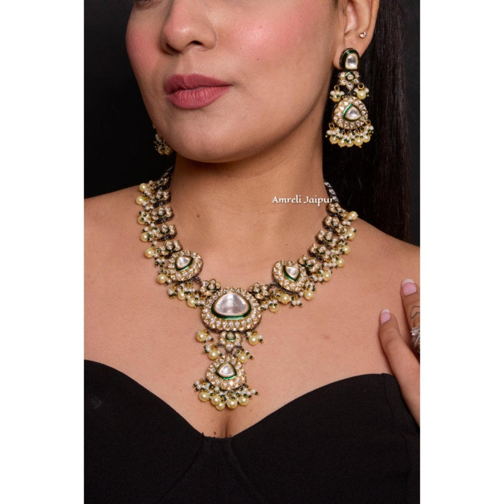 Amreli Jaipur Aliza Polki Green Necklace Set