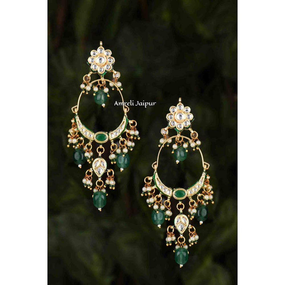 Amreli Jaipur Anam Green Kundan Earrings
