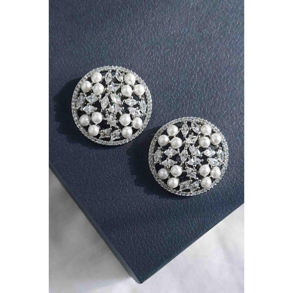 Amreli Jaipur Avena Diamond White Earrings