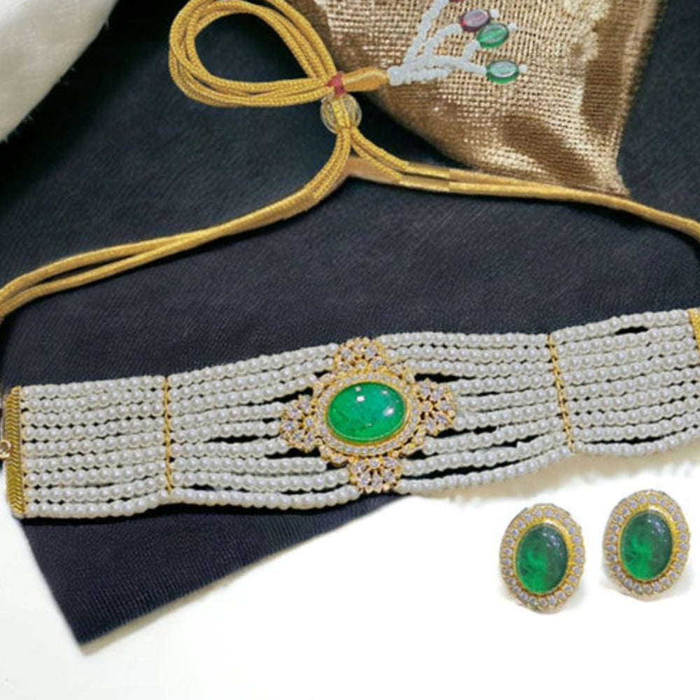 Amreli Jaipur Bano Pearl Green Choker Set
