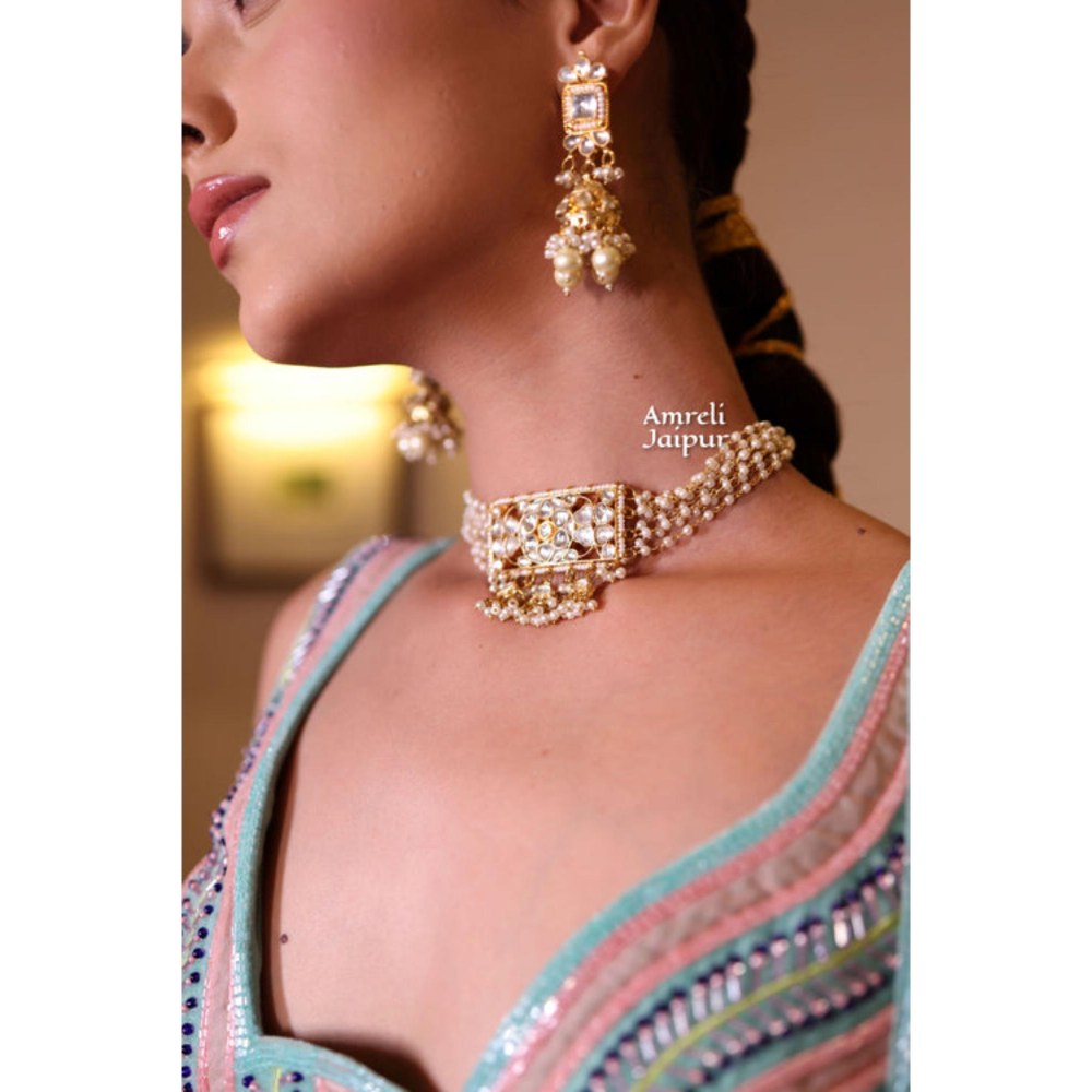 Amreli Jaipur Chitra Pachi Kundan Choker Set