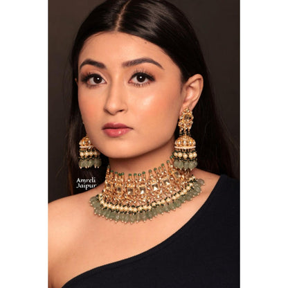 Amreli Jaipur Eiesha Pachi Kundan Green Choker Set