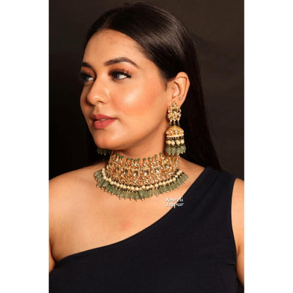 Amreli Jaipur Eiesha Pachi Kundan Green Choker Set