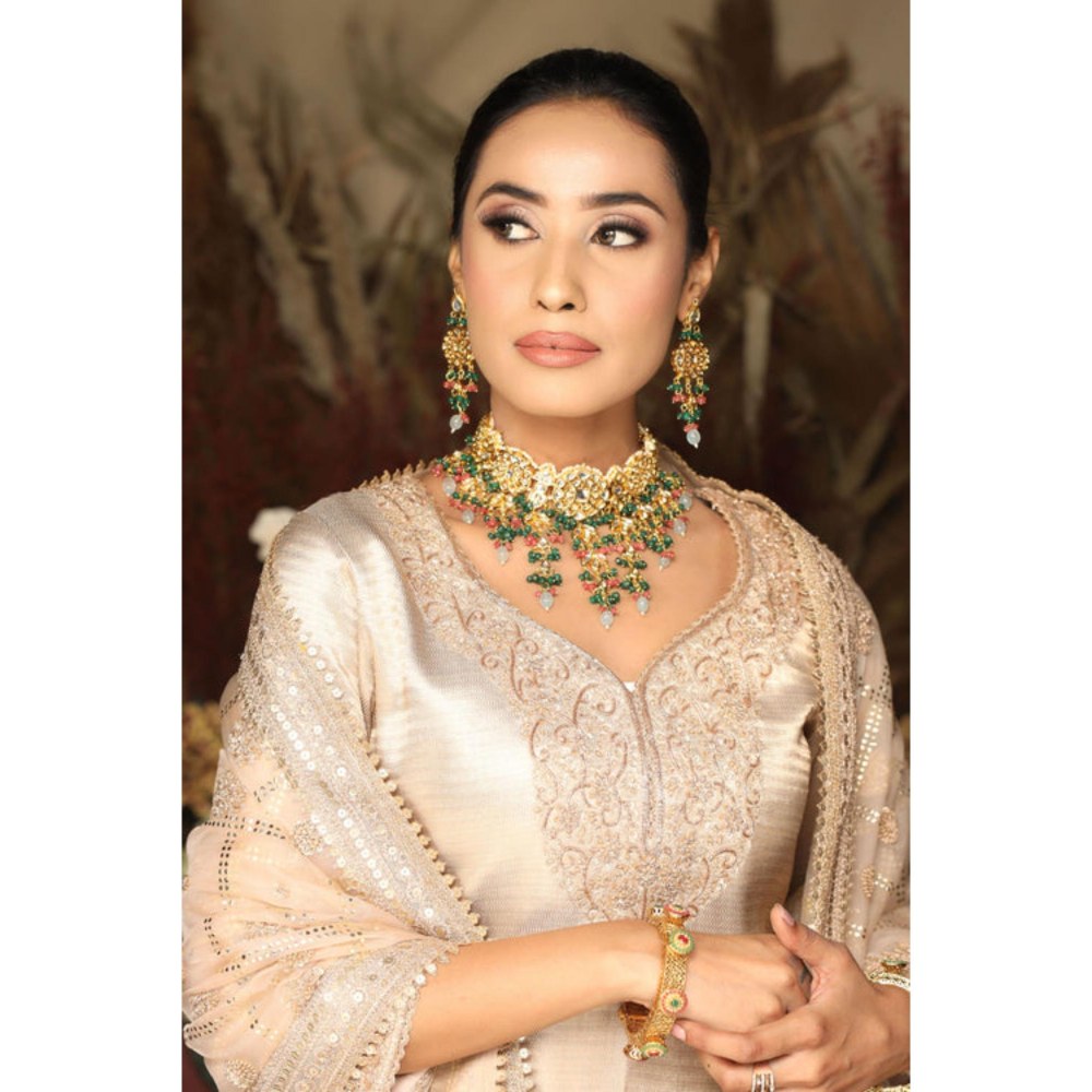 Amreli Jaipur Falguni Green Kundan Set