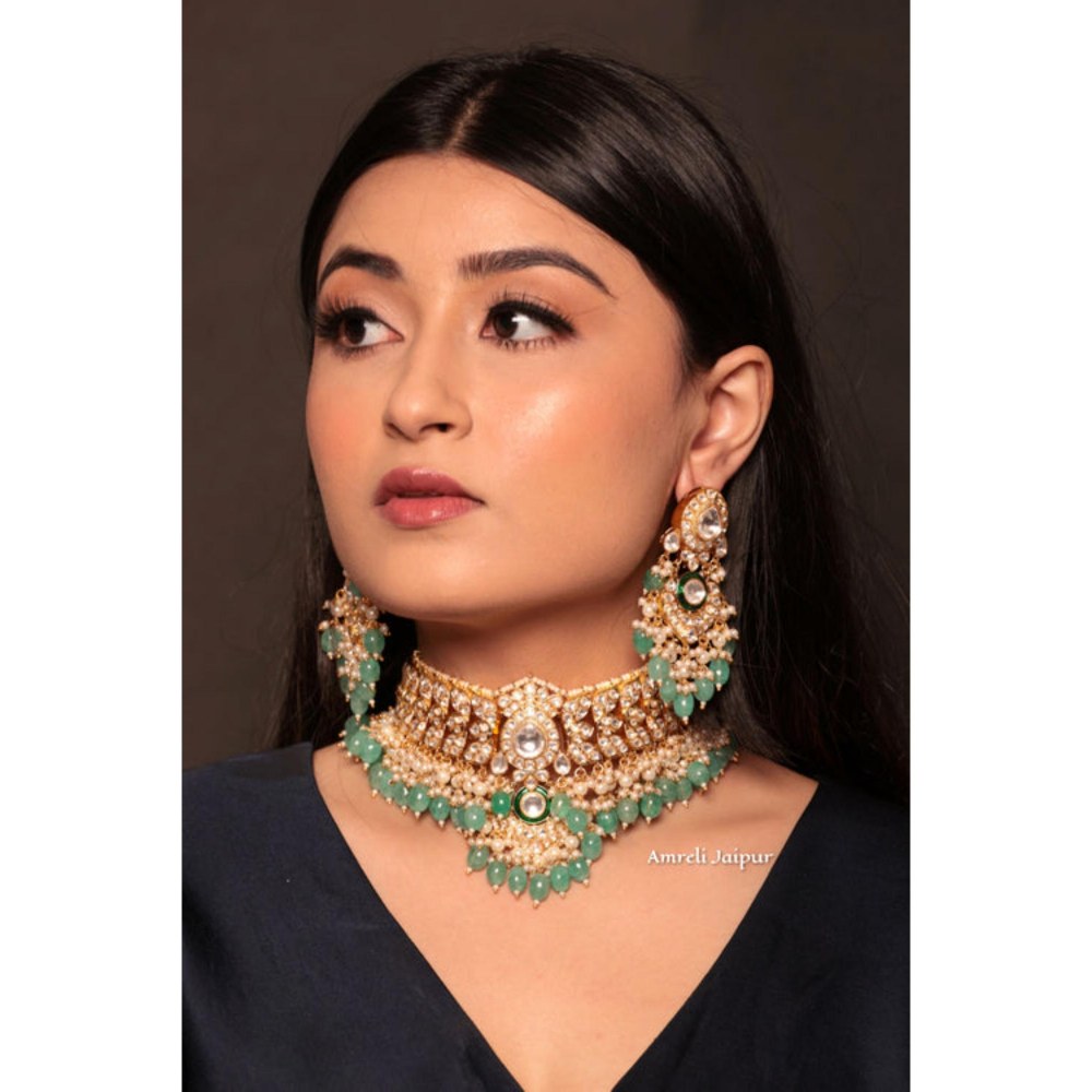 Amreli Jaipur Gisele Polki Gold Choker Set