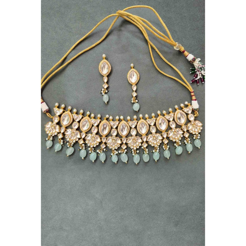 Amreli Jaipur Gulaabi Pachi Kundan Set