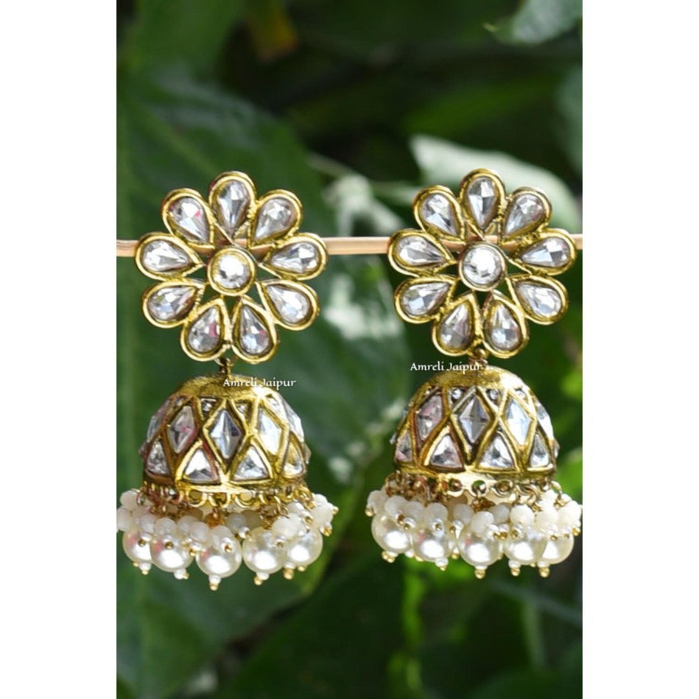 Amreli Jaipur Guleen Polki Kundan Jhumkas