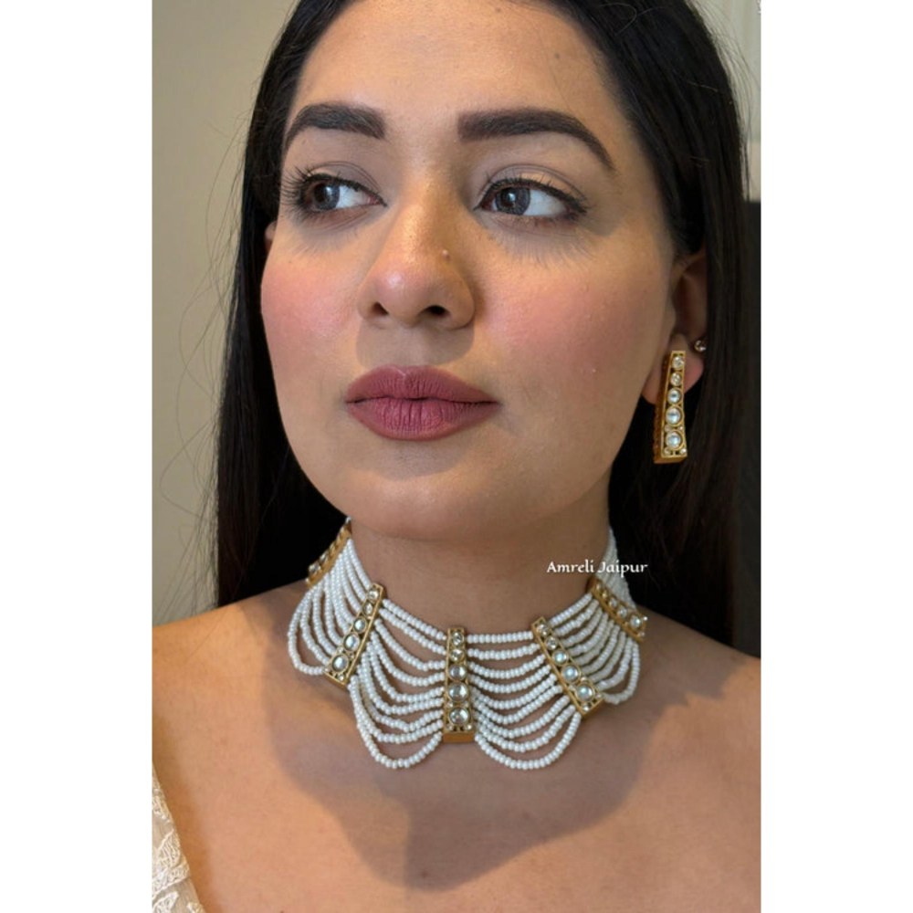 Amreli Jaipur Ijaya Kundan Pearl Choker Set