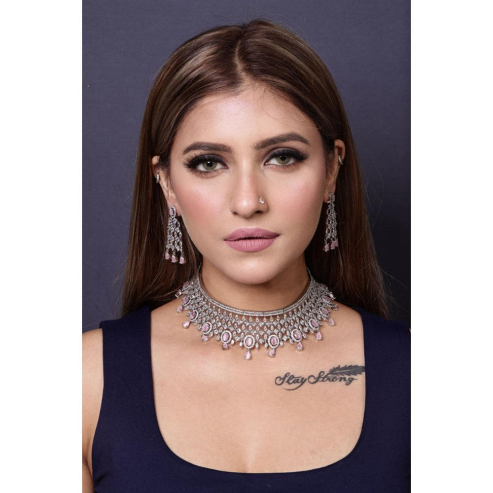 Amreli Jaipur Ivy Pink Diamante Choker Set