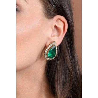 Amreli Jaipur Josie Doublet Green Stone Earrings