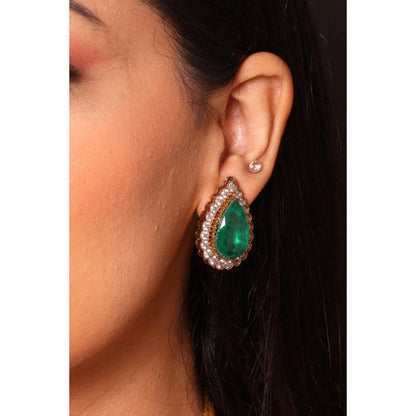 Amreli Jaipur Josie Doublet Green Stone Earrings