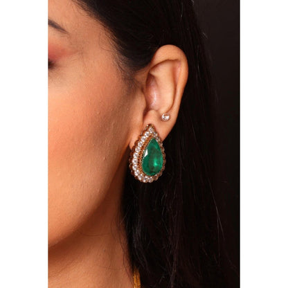 Amreli Jaipur Josie Doublet Green Stone Earrings