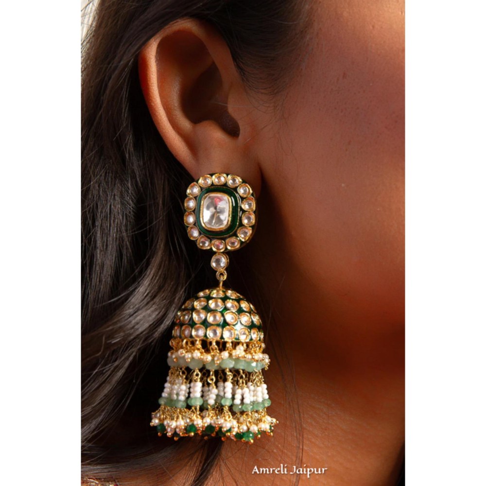 Amreli Jaipur Katina Polki Emerald Earrings
