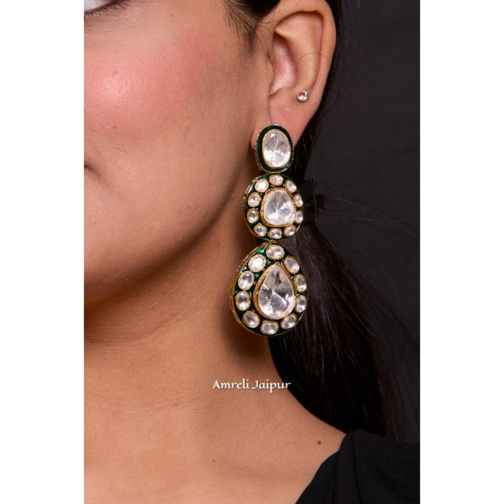 Amreli Jaipur Larisa Polki Emerald Earrings
