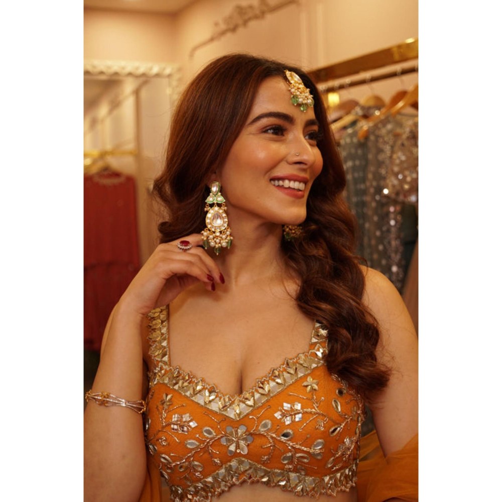 Amreli Jaipur Leela Polki Earrings with Maang Tikka