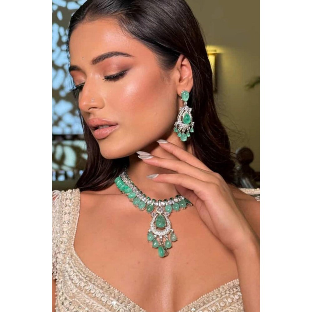 Amreli Jaipur Lumina Green Diamond Set
