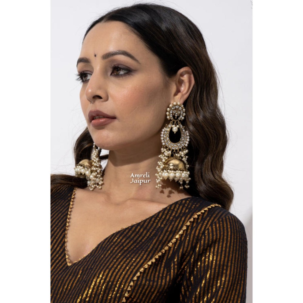 Amreli Jaipur Maheen Gold Jhumkas