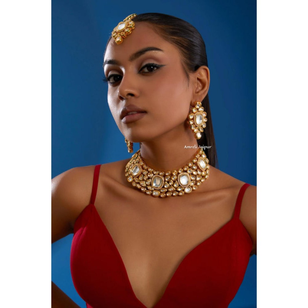 Amreli Jaipur Maira Kundan Gold Necklace Set