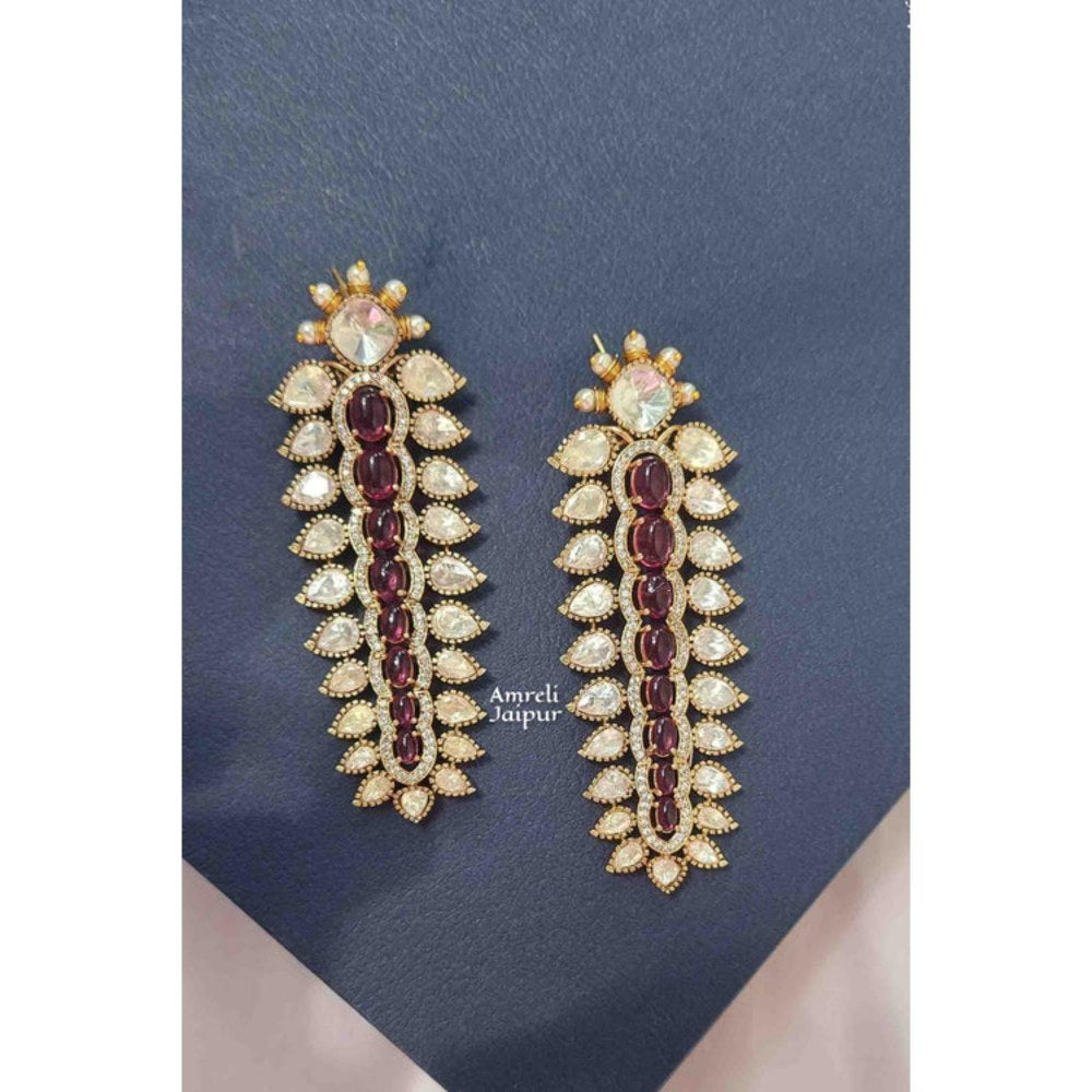 Amreli Jaipur Maisa Polki Red Dangler Earrings