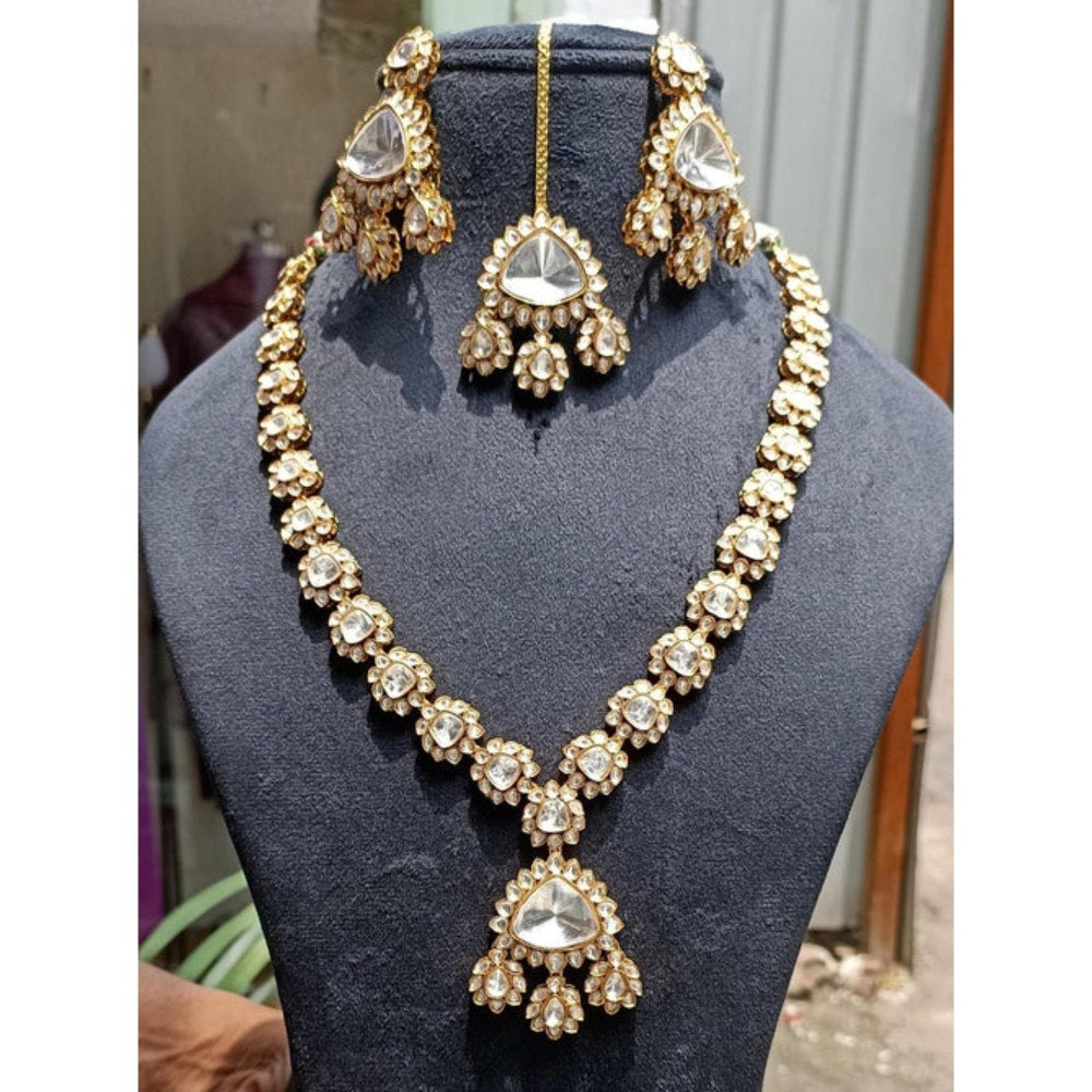 Amreli Jaipur Marisa Polki Gold Necklace Set