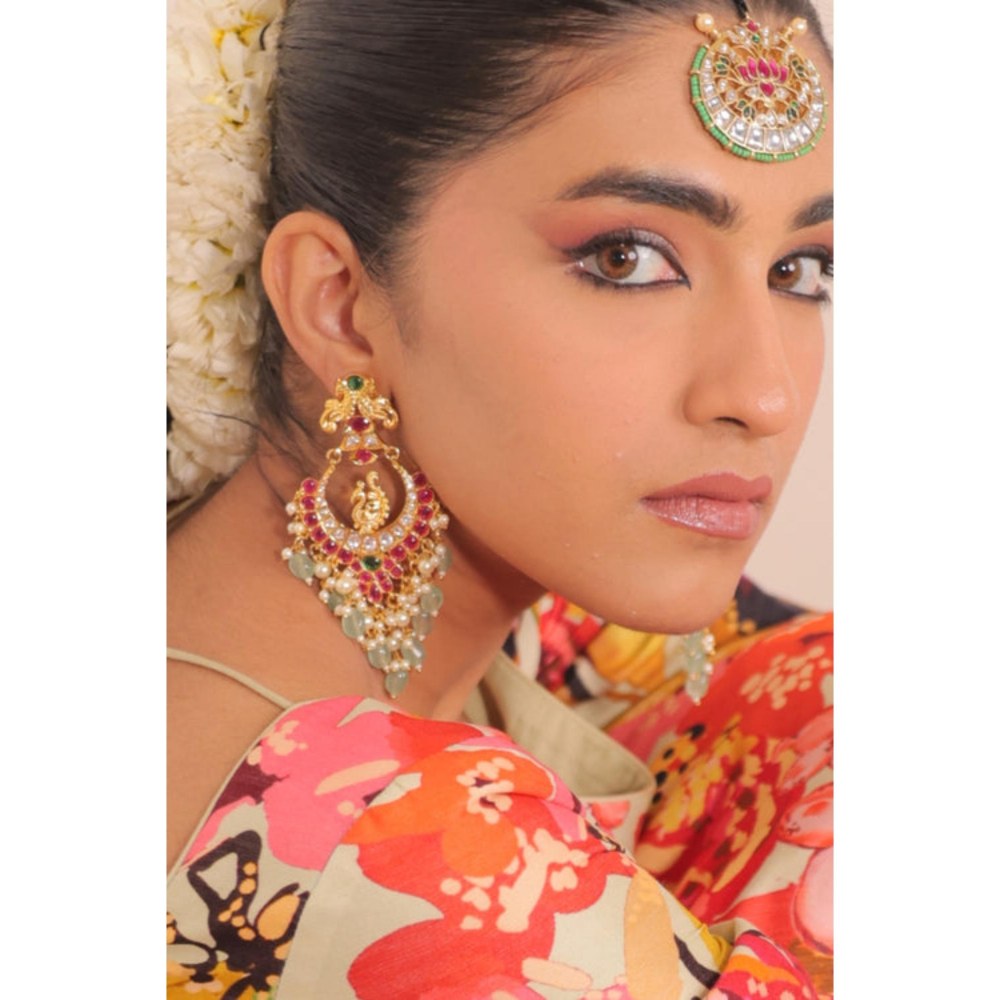 Amreli Jaipur Namiah Polki Chandbali Earrings