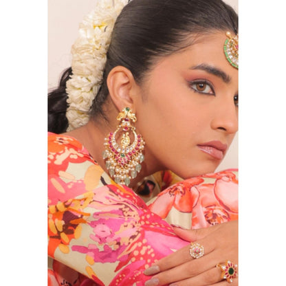 Amreli Jaipur Namiah Polki Chandbali Earrings