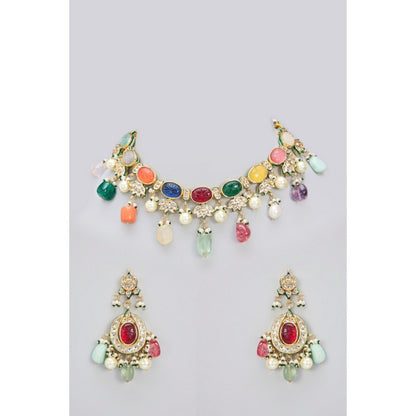 Amreli Jaipur Namya Navratan Gold Kundan Set