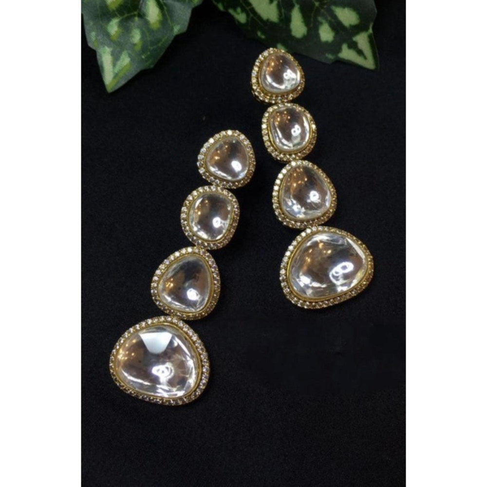 Amreli Jaipur Ney Polki White Earrings