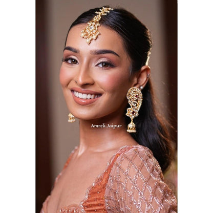 Amreli Jaipur Nita Gold Earrings with Maangtika