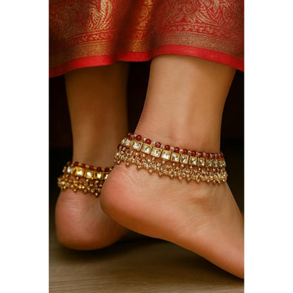 Amreli Jaipur Pachi Kundan Anklets