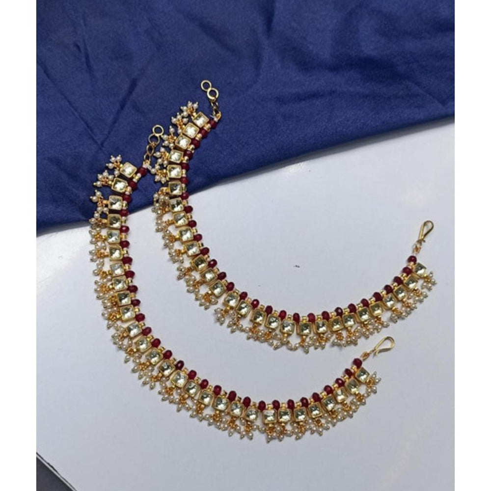 Amreli Jaipur Pachi Kundan Anklets