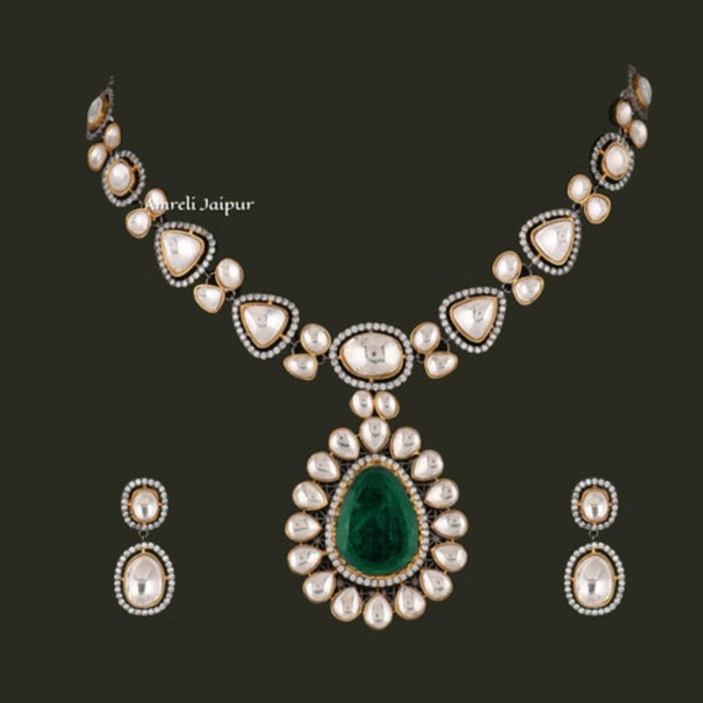 Amreli Jaipur Peria Victorian Polki Necklace Set