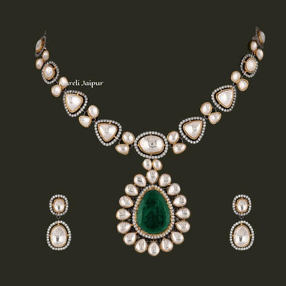 Amreli Jaipur Peria Victorian Polki Necklace Set