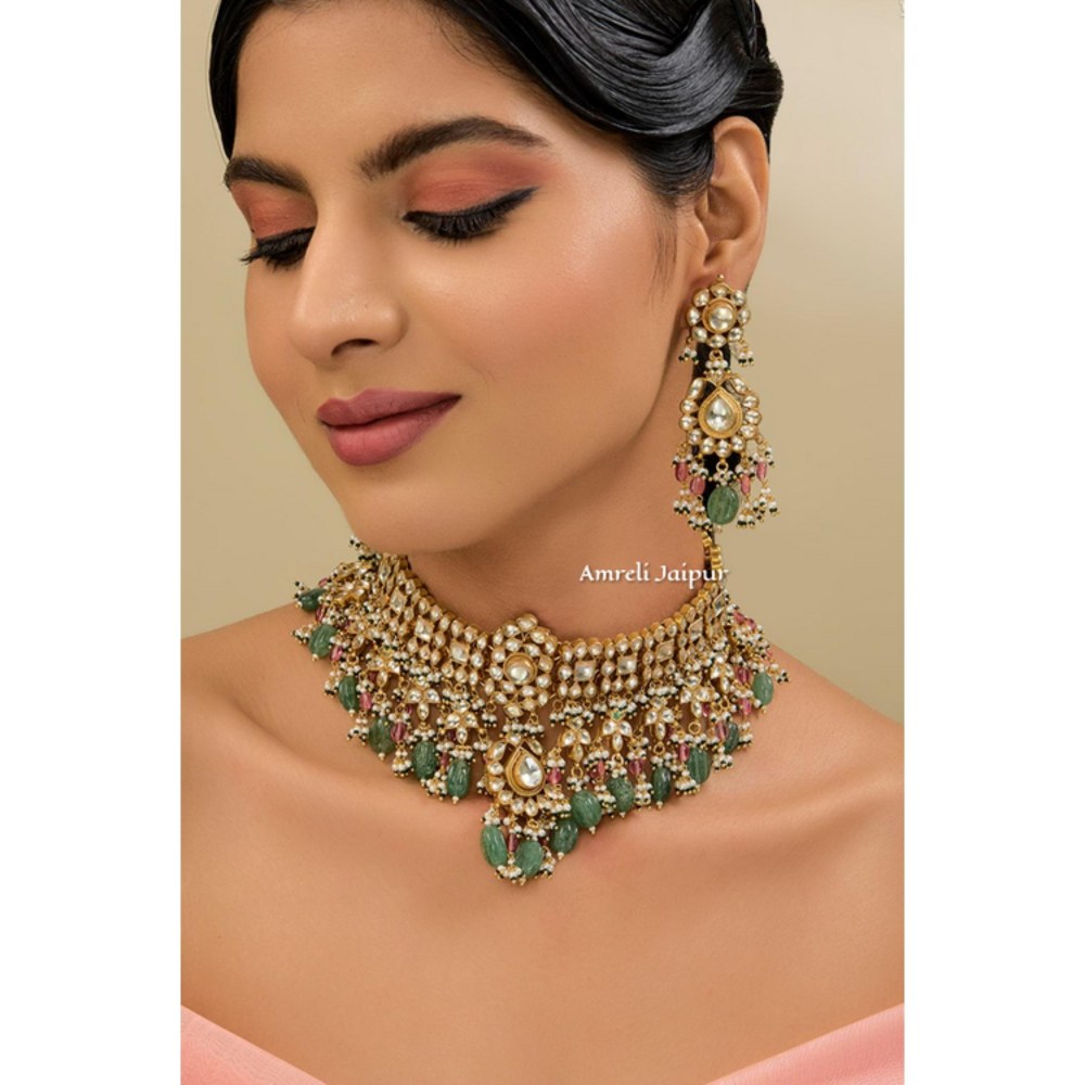 Amreli Jaipur Razoo Green Plated Choker Set