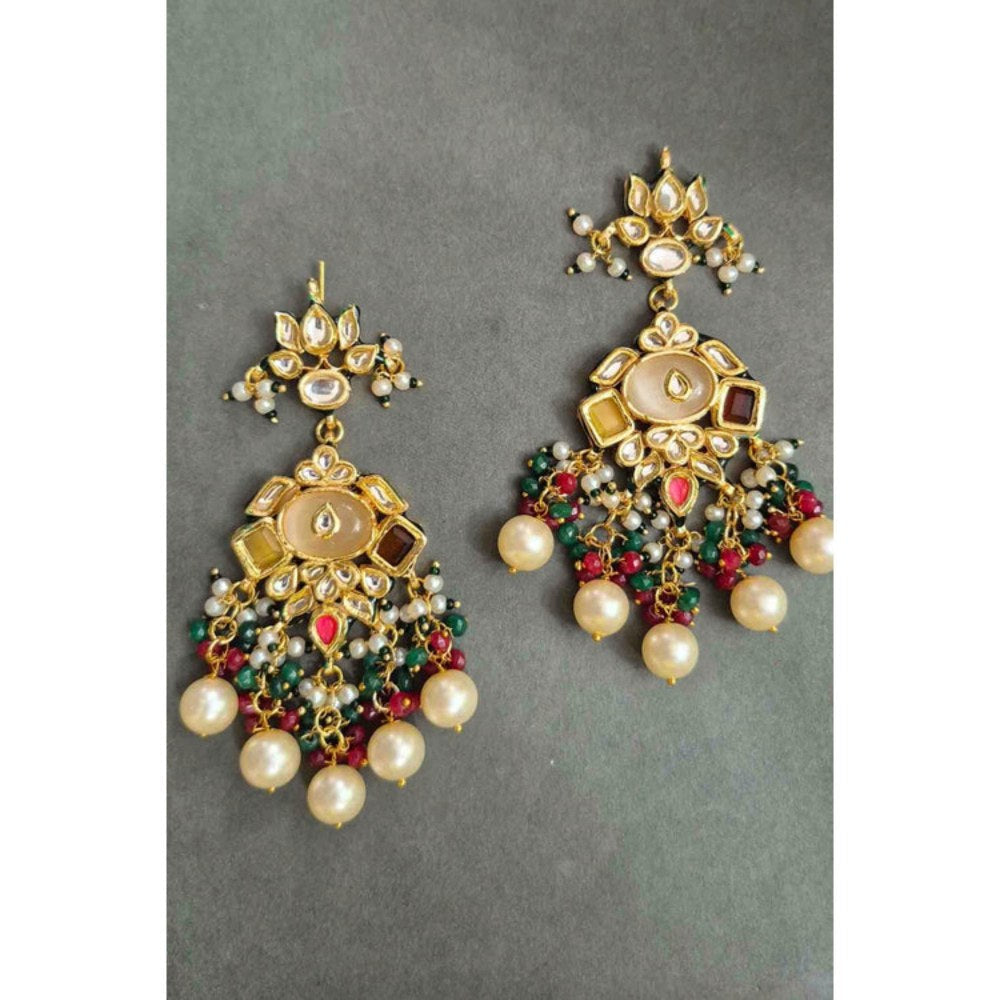 Amreli Jaipur Remya Kundan Carving Stone Earrings