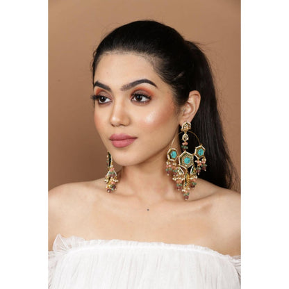 Amreli Jaipur Riwayat Turquoise Chandbali Earrings