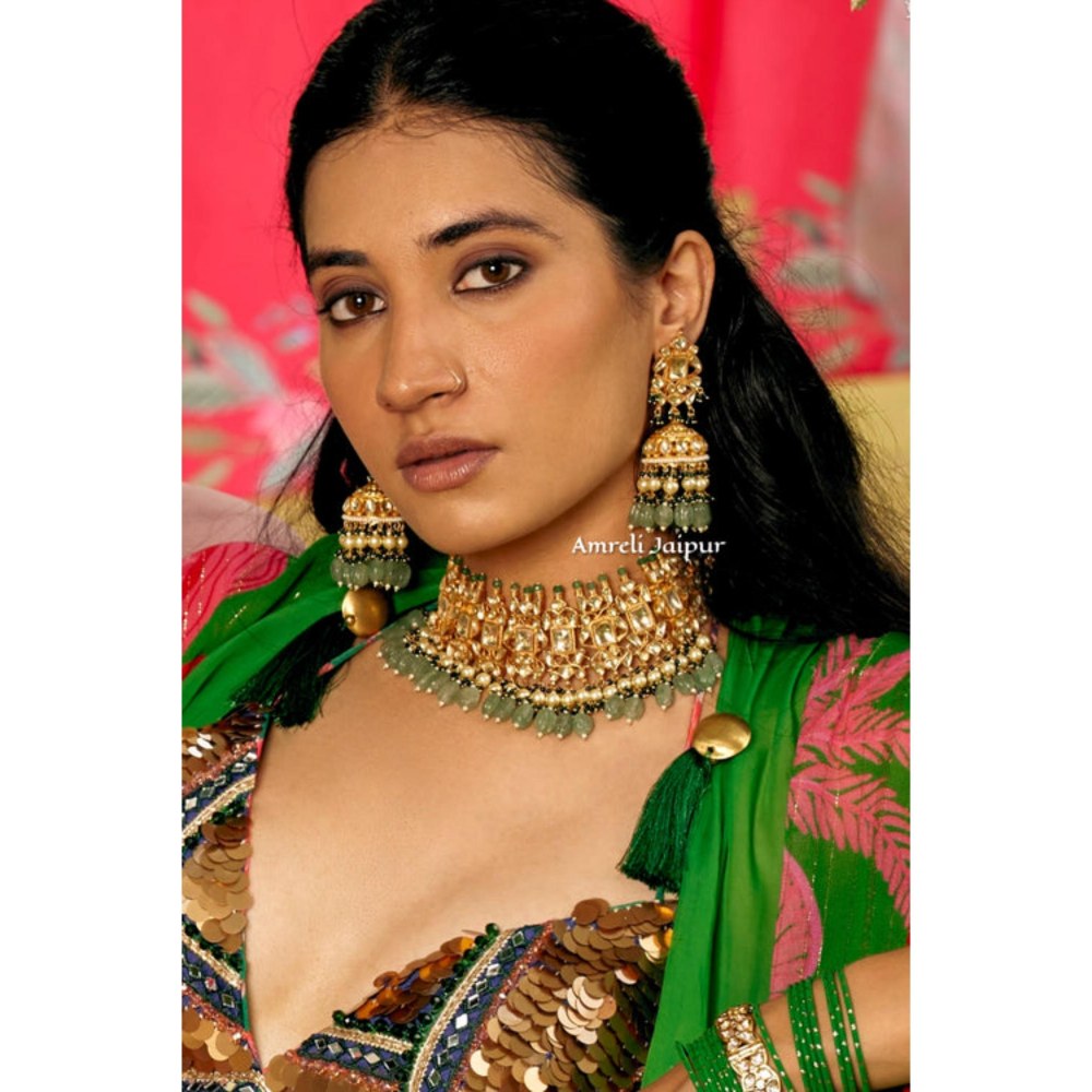 Amreli Jaipur Roop Pachi Gold Kundan Choker Set