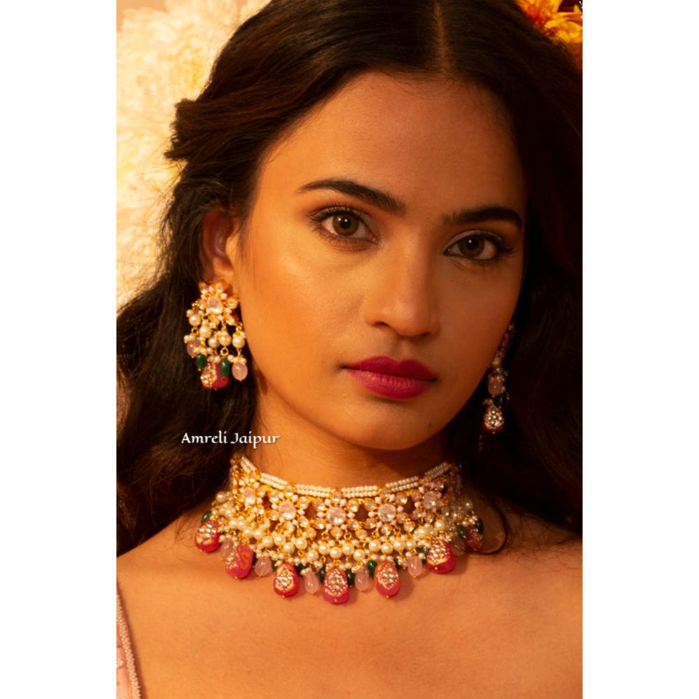 Amreli Jaipur Rozin Polki Kundan Set