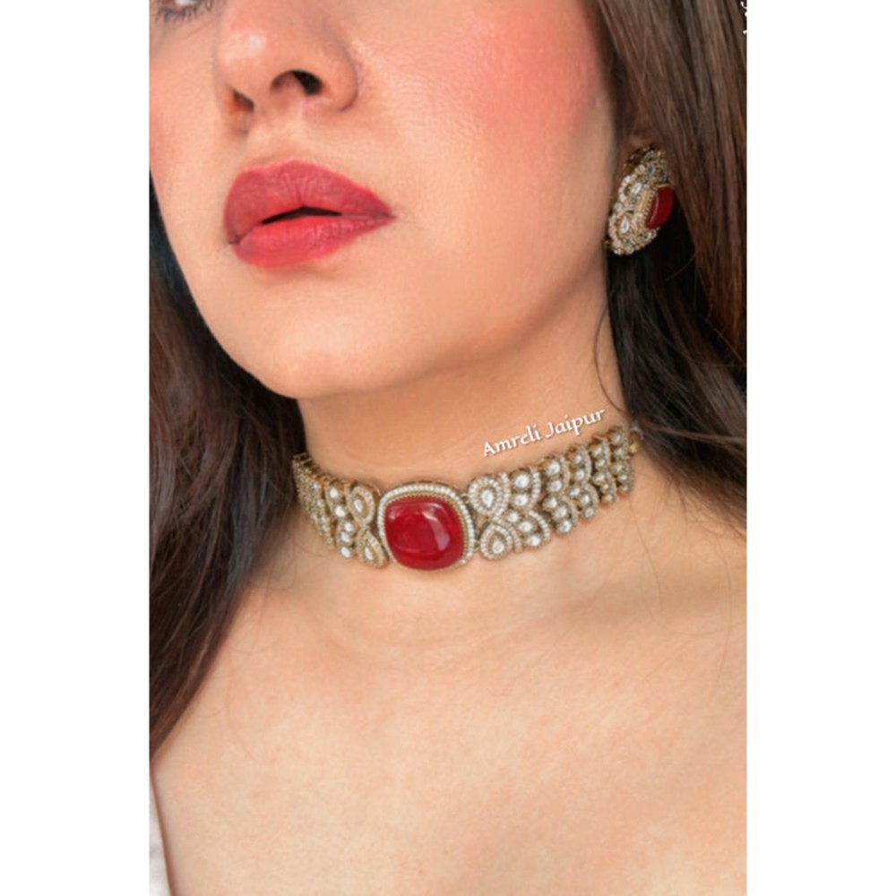 Amreli Jaipur Sabin Gold Green Choker Set