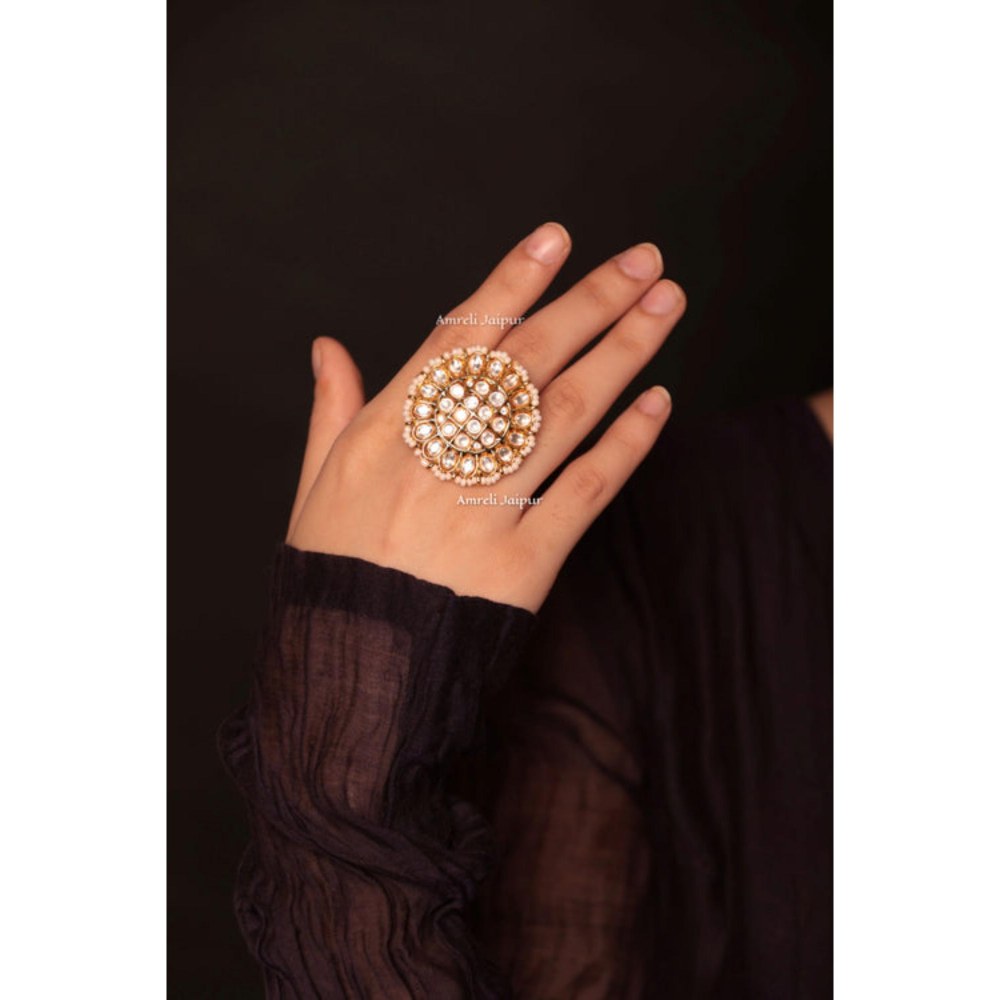 Amreli Jaipur Sidra Gold Plated Adjustable Ring