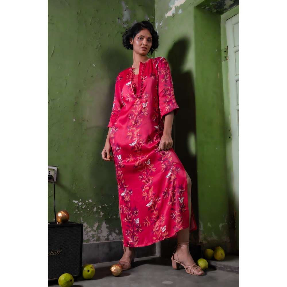 Amrood Pink Long Straight Dress with Bustier (Set of 2)