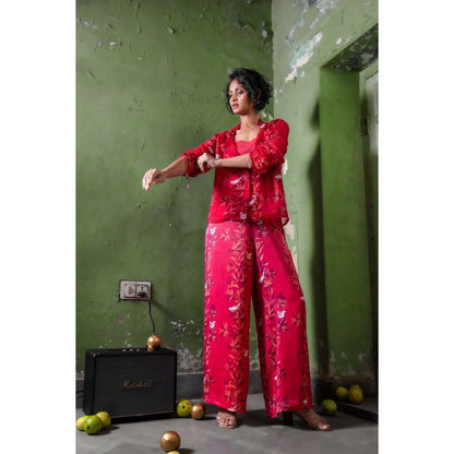 Amrood Pink Featuring A Chic Buttoned Organza Co-Ord (Set of 3)