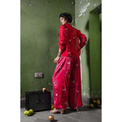 Amrood Pink Featuring A Chic Buttoned Organza Co-Ord (Set of 3)