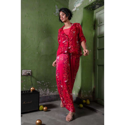 Amrood Pink Featuring A Chic Buttoned Organza Co-Ord (Set of 3)