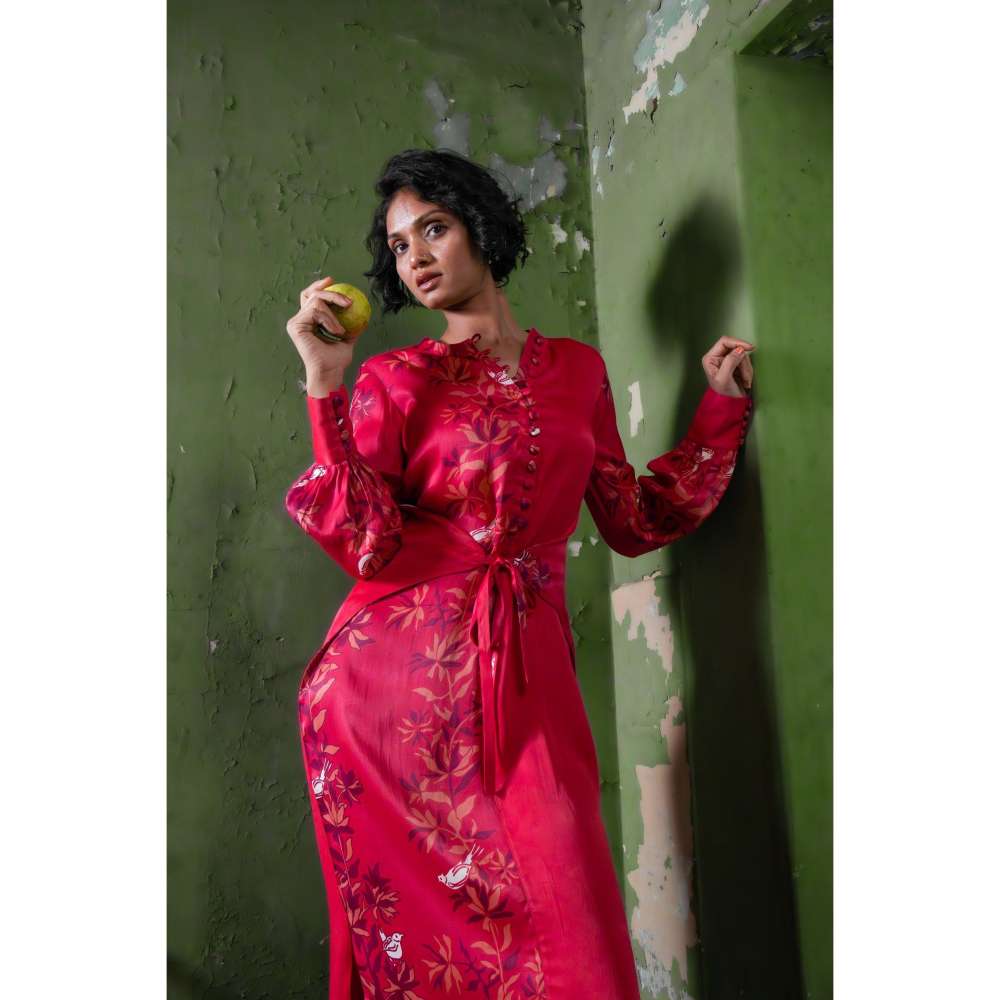 Amrood Pink Long Dress with Bustier (Set of 2)