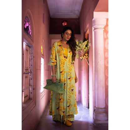 Amrood Yellow Fit -Line Kurta with Bustier and Pant (Set of 3)