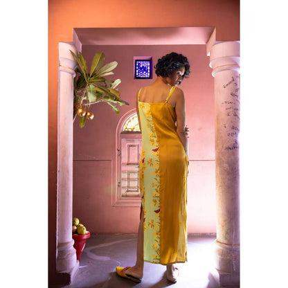 Amrood Yellow Long Dress with Bustier (Set of 2)