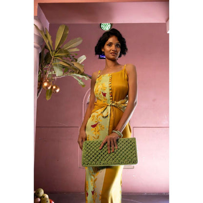 Amrood Yellow Long Dress with Bustier (Set of 2)